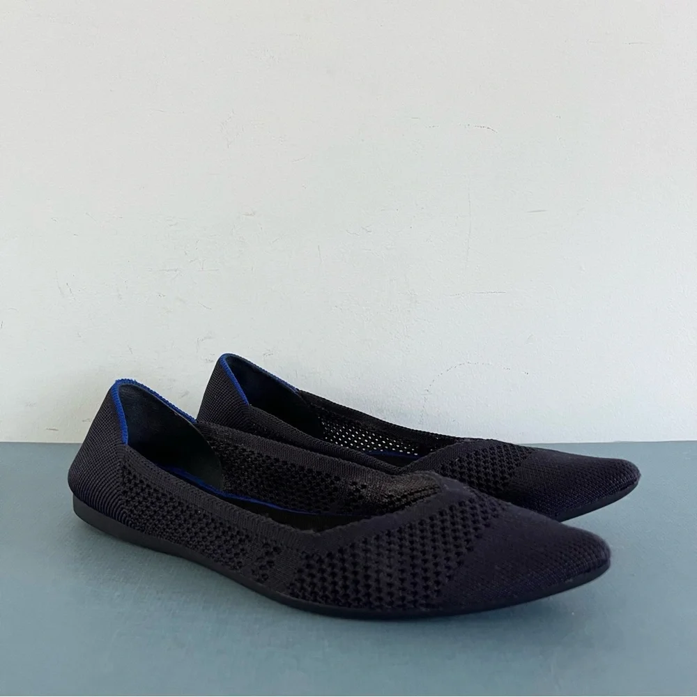 Rothy’s‎ The Point Maritime Lattice Stitch Navy Blue Washable Knit Ballet Flats
